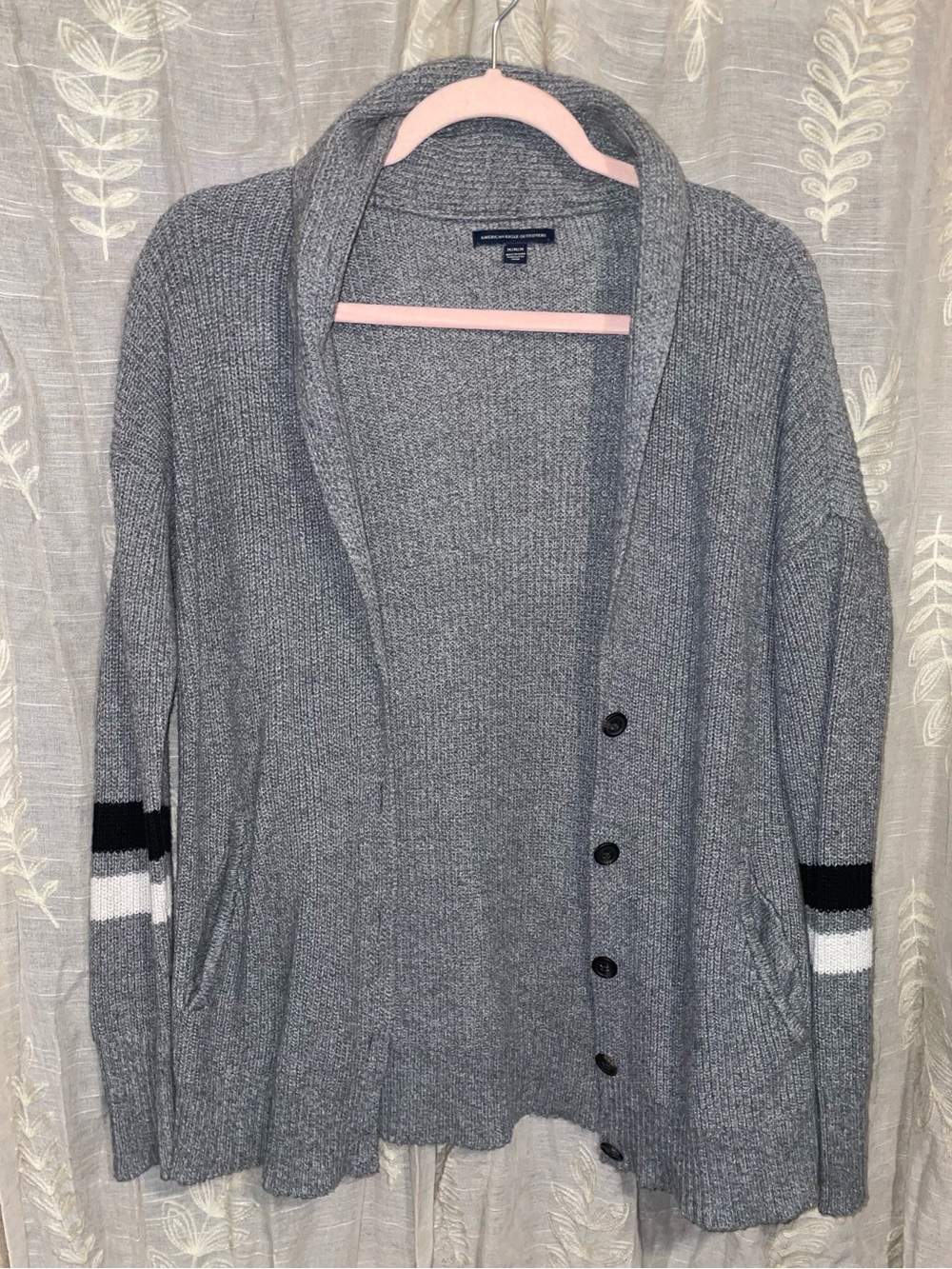 Gray Shawl Collar Button-Front Sweater Cardigan - American eagle outfitters